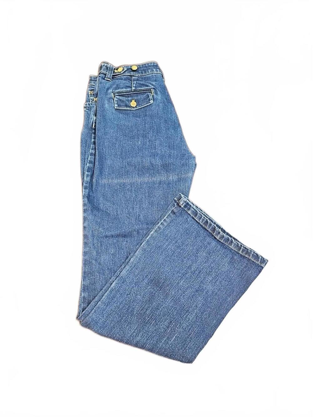 Jones New York Signature Bootcut Jeans With Gold Button Accents 6 Petite NWOT